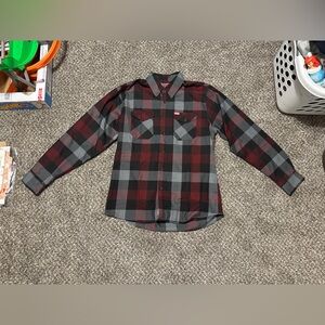 Dixxon Men’s Long Sleeve Flannel THE BRAWLER Red & Black Button Up Sz L